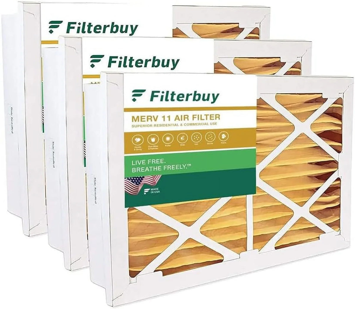 Filterbuy 20x30x5 MERV 11 Pleated HVAC AC Furnace Air Filters for Honeywell Return Grille (3-Pack)