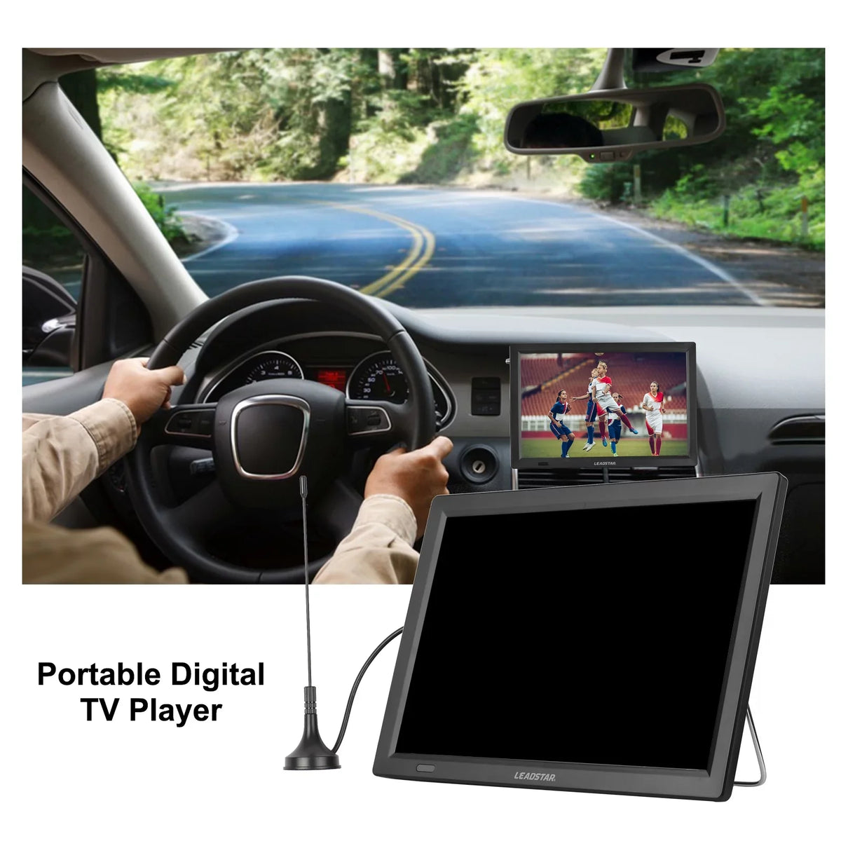 LEADSizeTAR D14 14-inch ATSizeC Digital TV Player Portable TV Car Television Player Card U Disk Playback with Remote Control