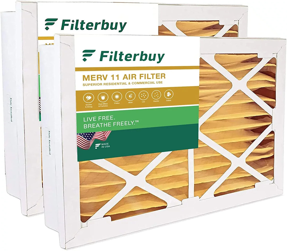 Filterbuy 24x24x5 MERV 11 Pleated HVAC AC Furnace Air Filters for Honeywell Return Grille (2-Pack)