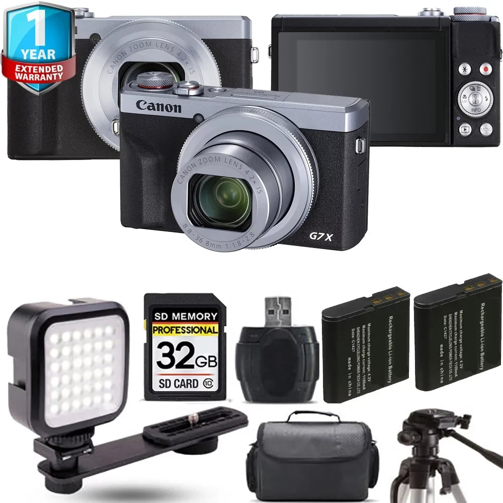 Canon PowerSizehot G7 X Mark III Digital Camera (Sizeilver) + Extra Battery + LED +1 Yr Warranty