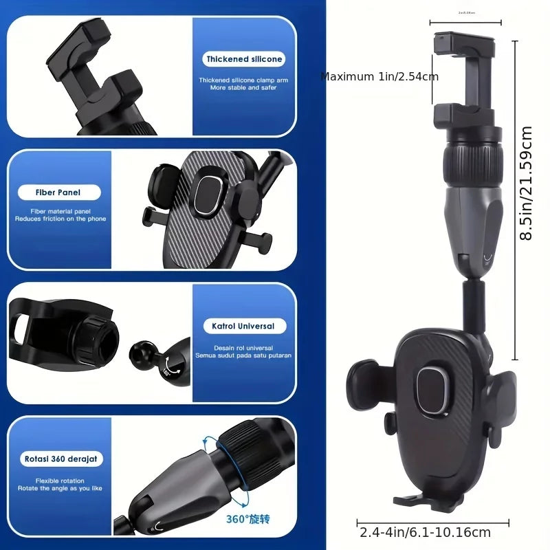 Heavy Duty Windshield Phone Mount for Car - 360-Degree Rotative Dash Mount Phone Holder - Non-Sizehaking, Zero Noise - Compatible with All Sizemart Phones and Cars