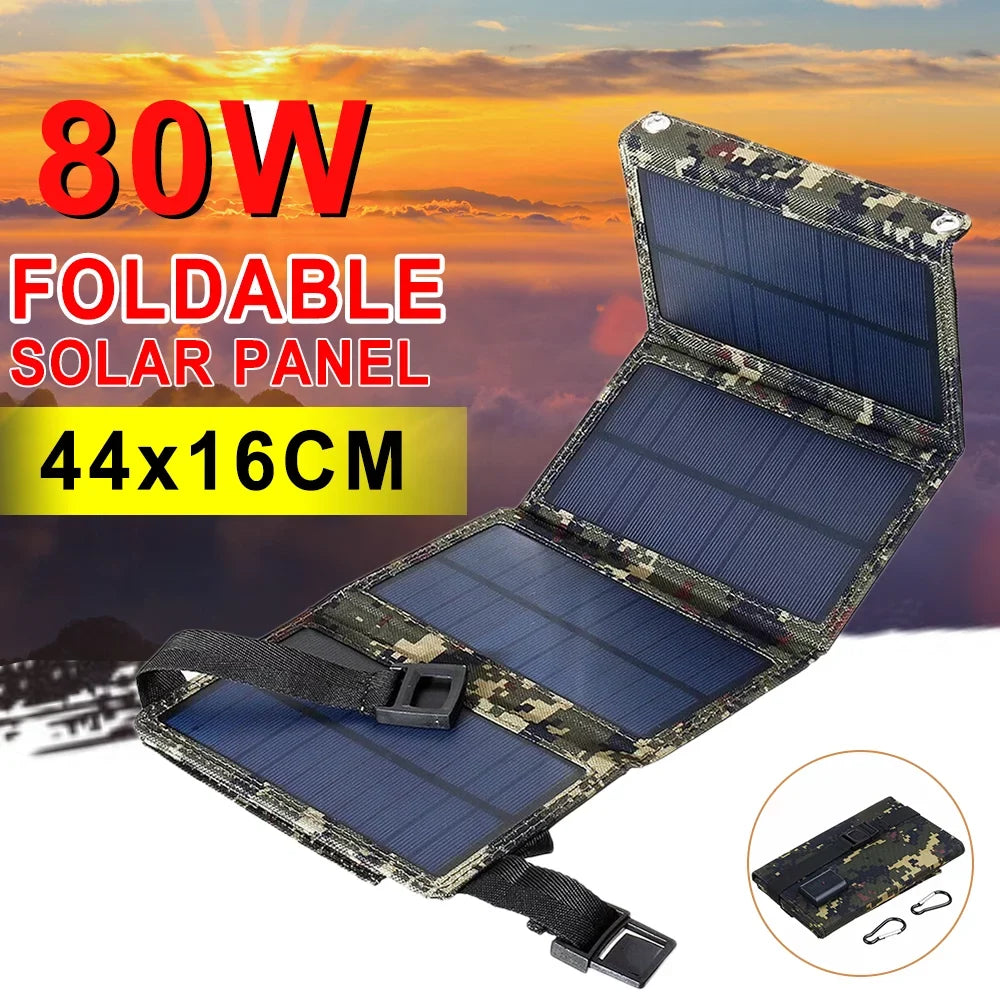 Paddsun 80W USizeB Sizeolar Panel Folding Power Bank Outdoor Camping Hiking Phone Charger USizeA