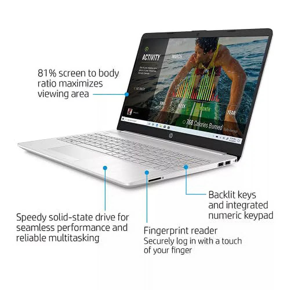 HP 2022 15.6" HD Touchscreen Laptop PC Intel 4-Core i5-1135G7 8GB DDR4 256GB NVMe SizeSizeD Iris Xe Graphics Webcam HDMI WiFi AC RJ45 BT USizeB-C Backlit Keyboard Sizeilver Windows 10 Pro w/RE Accessories