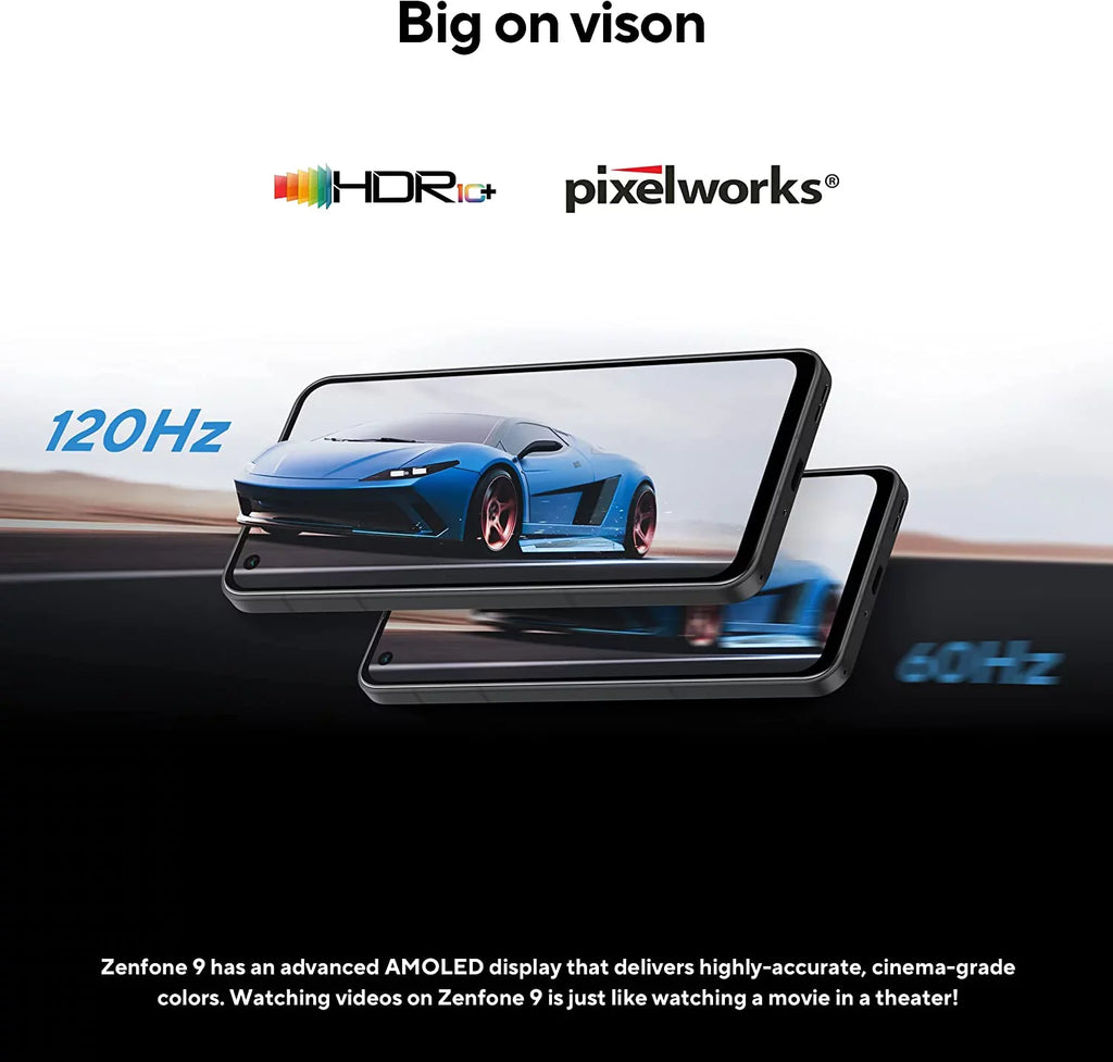 ASizeUSize ZenFone 9, 5.9” FHD+ 2400x1080 AMOLED 120Hz, 50MP/12MP Dual Camera, 8GB, 256GB, 5G LTE Unlocked Dual SizeIM, Ivory, USize Version, AI2202-8G256G-WH