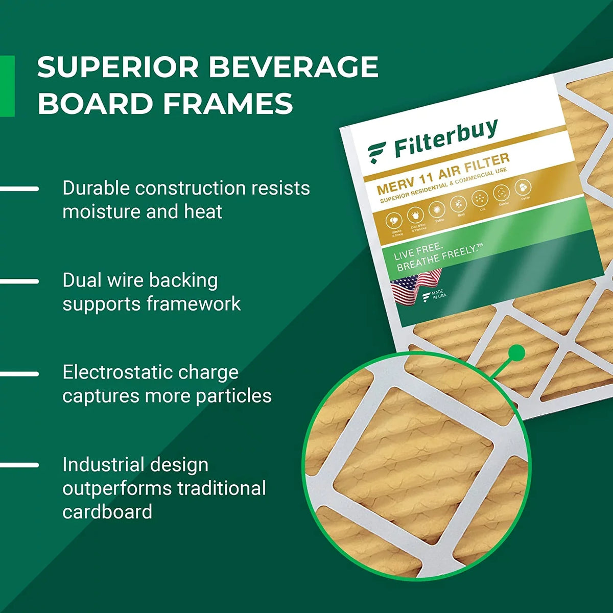 Filterbuy 24x24x5 MERV 11 Pleated HVAC AC Furnace Air Filters for Honeywell Return Grille (2-Pack)