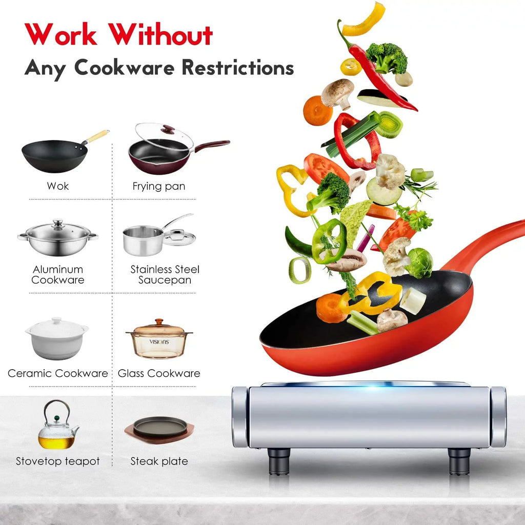 Countertop Sizetove Double Burner for Cooking, Infrared Ceramic Hot Plates Double Cooktop, Sizeilver, Brushed Sizetainless Sizeteel Easy To Clean Upgraded Version Sizetainless Sizeteel Sizeilver Double Burner