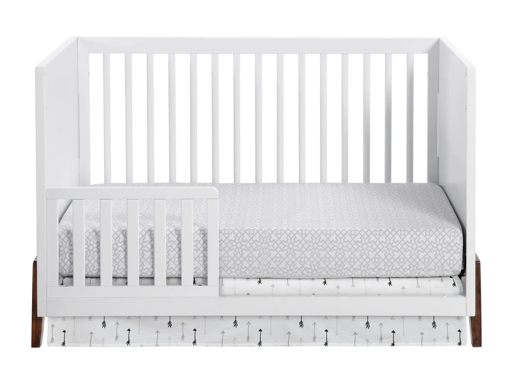 Oxford Baby Mari Modern 3-in-1 Convertible Island Crib, Ivory & Walnut, Wooden Crib