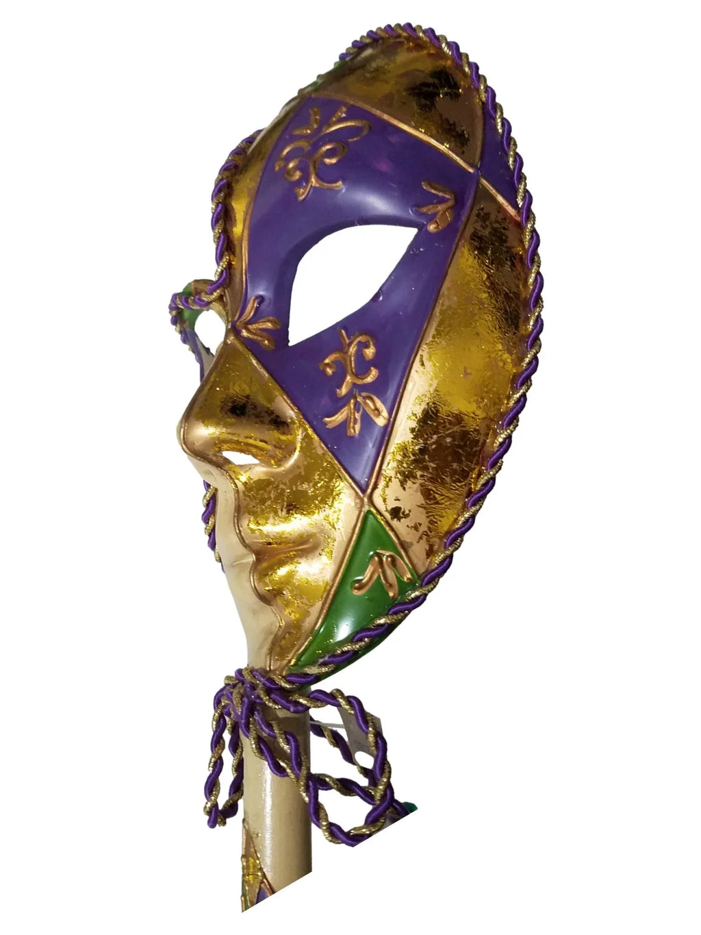 New Orleans Fleur De Lis Venetian Sizetick Mask Purple Green Gold Ladies