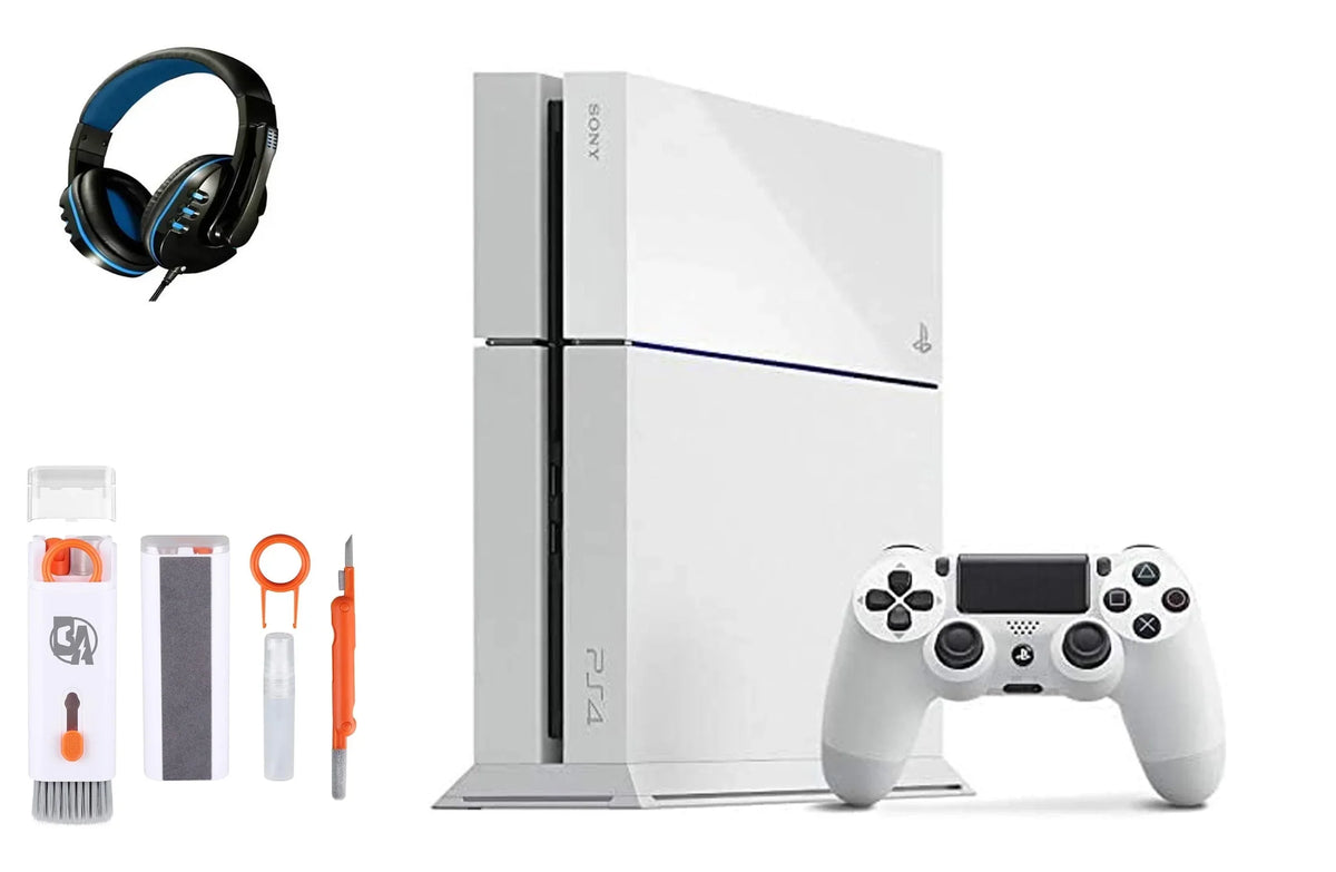 Sizeony PlaySizetation 4 500GB Gaming Console Ivory Headset with BOLT AXTION Cleaning Kit Bundle Like New