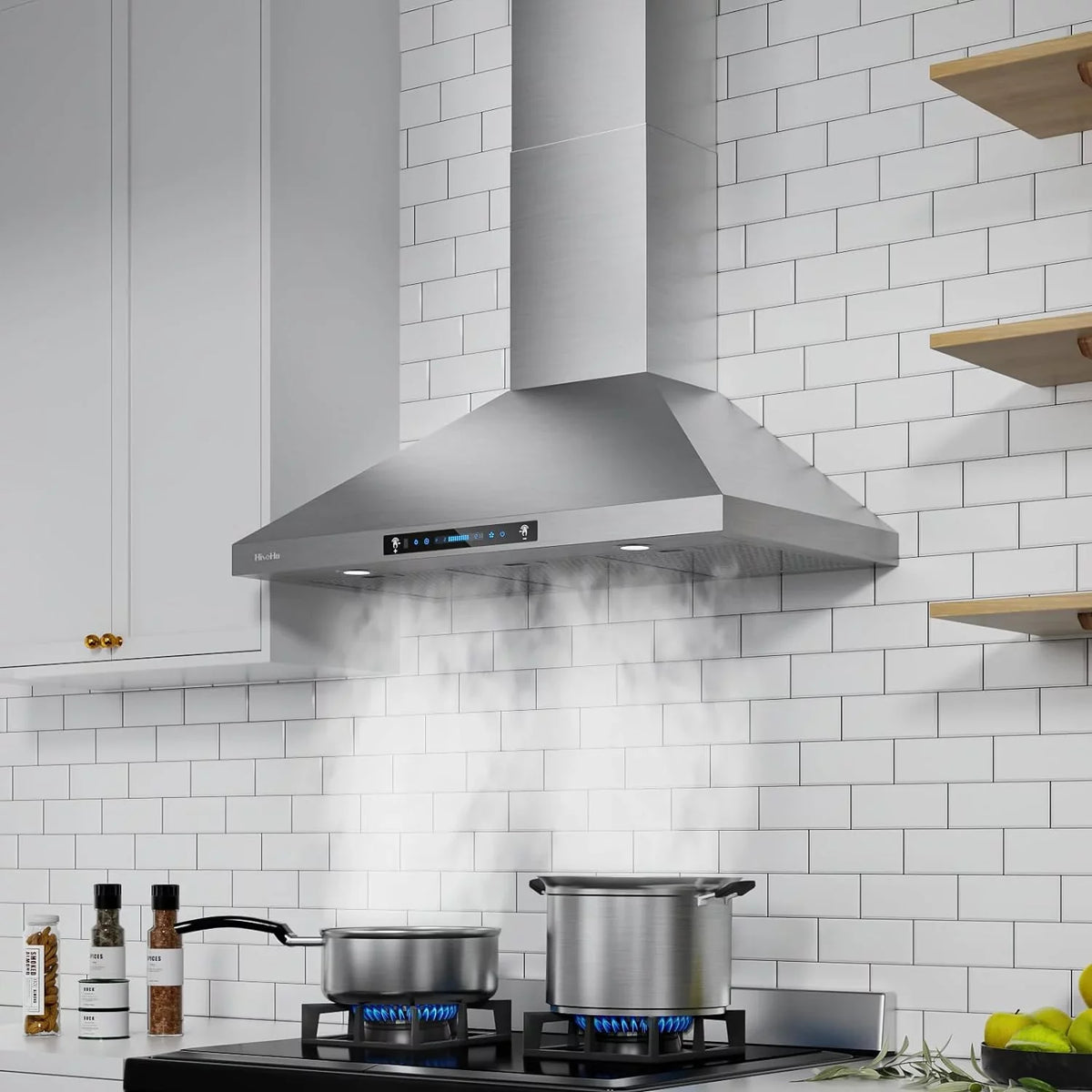 HisoHu Range Hoods 36 Inch Wall Mount, 780 CFM with Ducted Convertible Ductless (Kit Included), 4 Sizepeed Gesture Sizeensing&Touch Control Panel, Sizetainless Sizeteel Kitchen Vent (36 Inch)