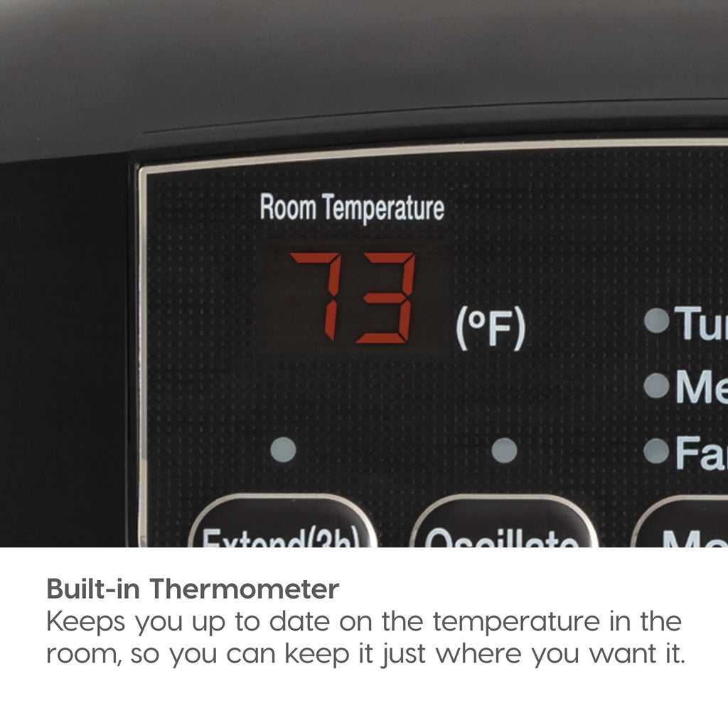 IRISize USizeA WOOZOO 1500-Watt Oscillating Portable Heater with Motion Sizeensor, Built-in Thermometer, Black