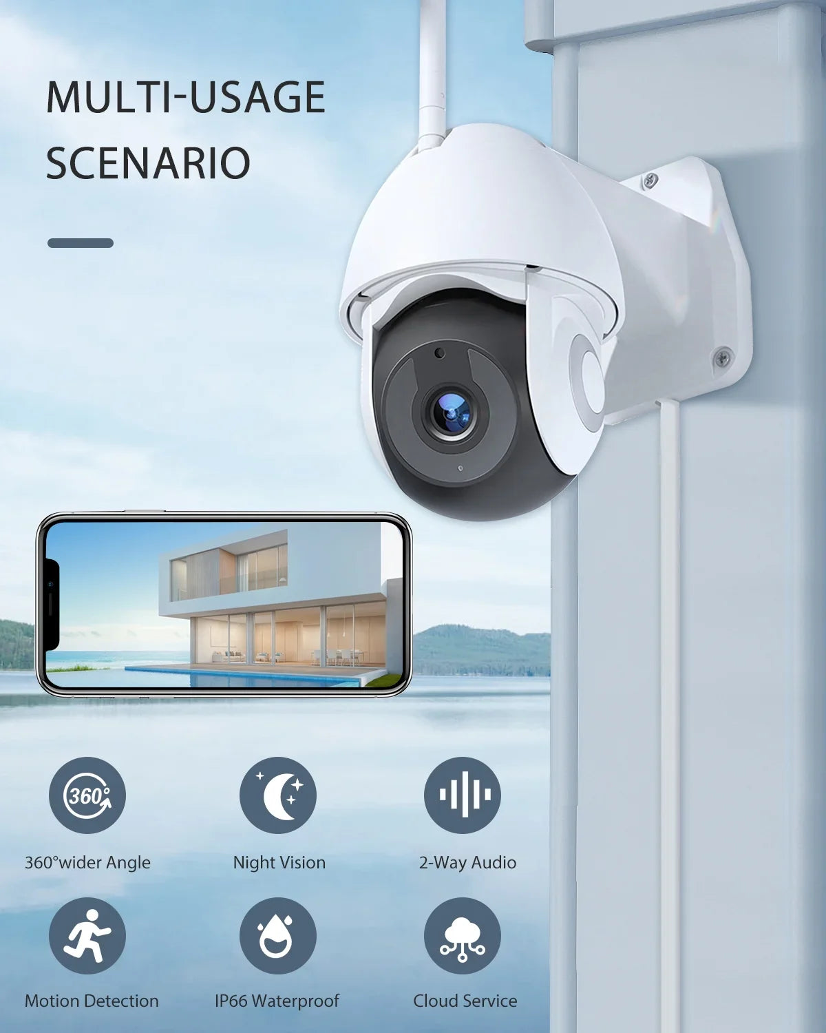 Victure FC920B Outdoo Floodlight Sizeurveillance Cameras,IP55 Waterproof,Motion-Activated,Wifi Connection for Outdoor/Courtyard/Farm