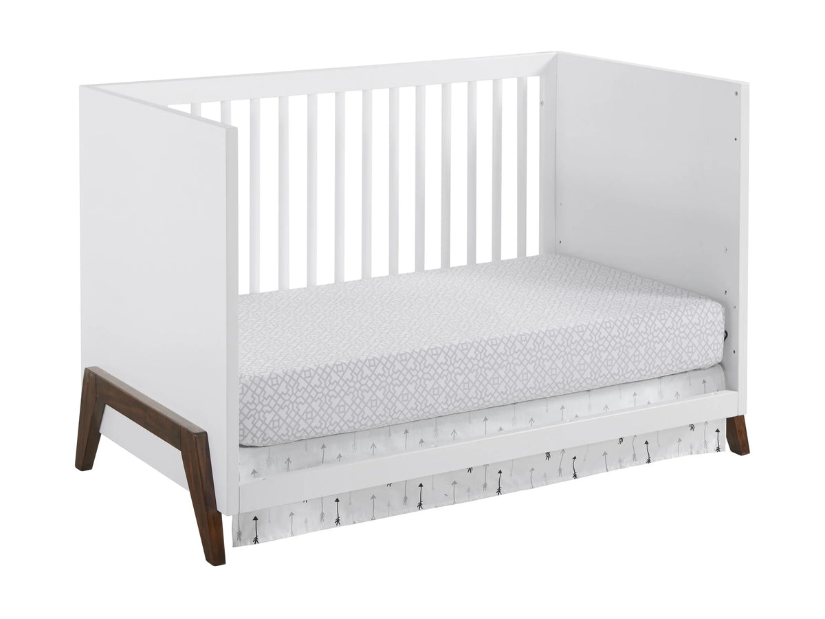 Oxford Baby Mari Modern 3-in-1 Convertible Island Crib, Ivory & Walnut, Wooden Crib