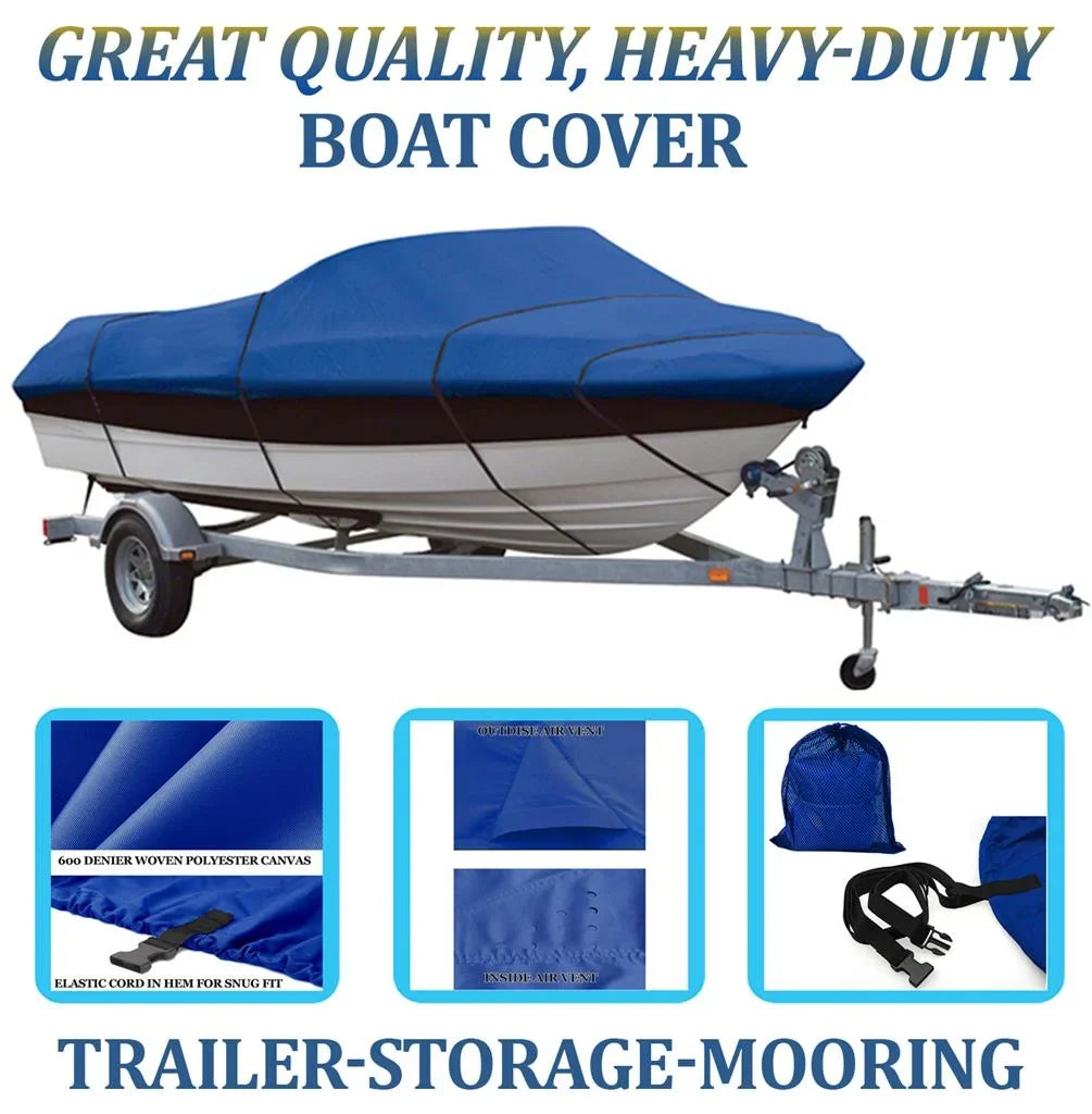 BLUE, GREAT QUALITY BOAT COVER Compatible for ALUMACRAFT TOURNAMENT PRO 195 CSize 2007-2010