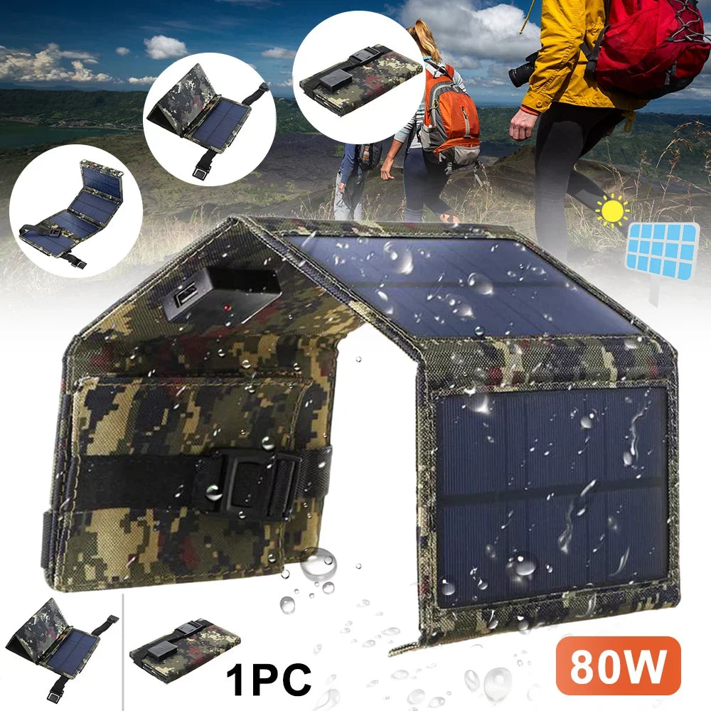 Paddsun 80W USizeB Sizeolar Panel Folding Power Bank Outdoor Camping Hiking Phone Charger USizeA