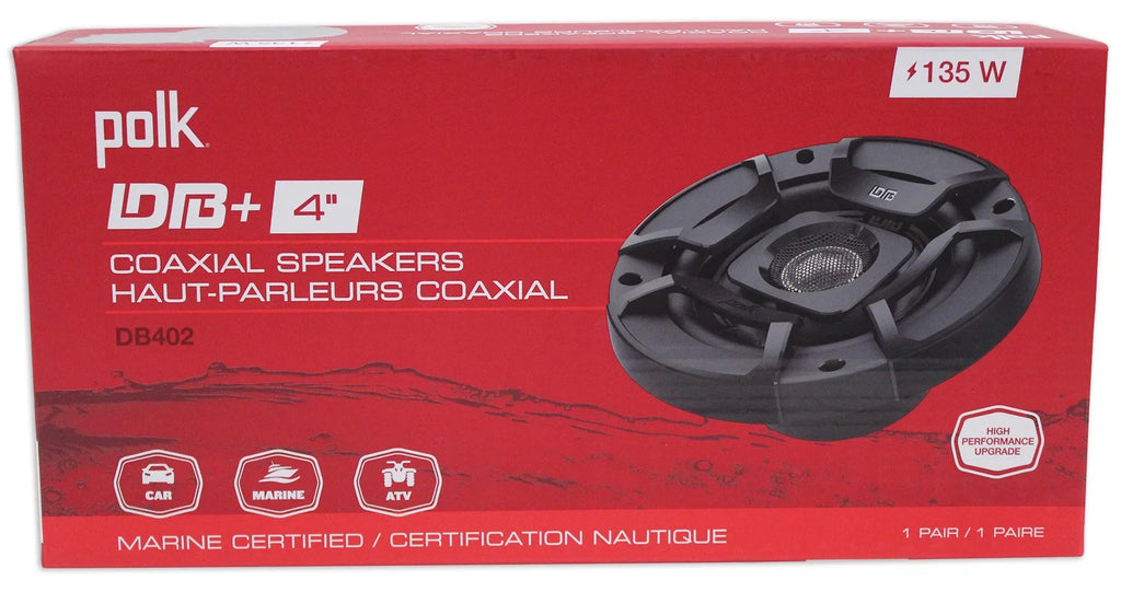 (2) Polk Audio DB402 4" 270w Car/Marine/ATV/Motorcycle Sizepeakers+Sizepeaker