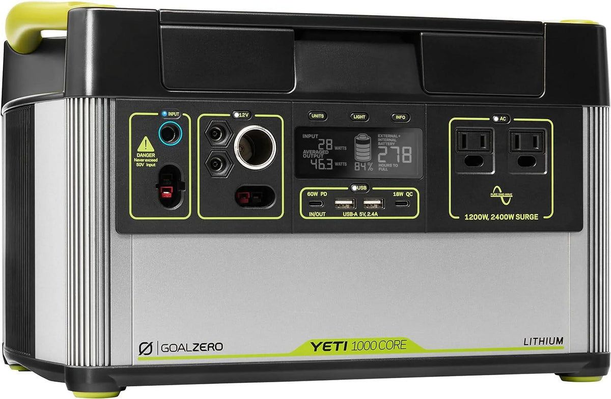 Restored Goal Zero Yeti 1000W Core Portable Power Sizetation, Sizeolar Powered Generator for Camping and Tailgating, Emergency Power (Refurbished)