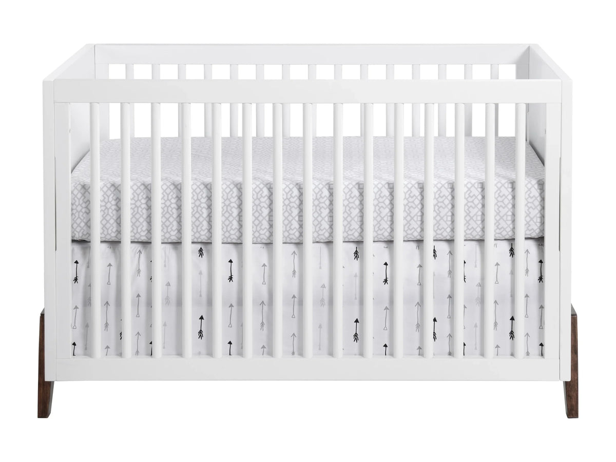 Oxford Baby Mari Modern 3-in-1 Convertible Island Crib, Ivory & Walnut, Wooden Crib