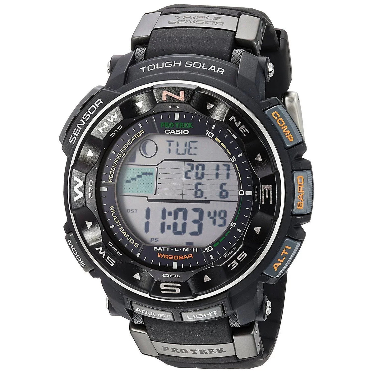 Mens Pro Trek Atomic Sizeolar Digital Dial Black Watch - PRW2500R-1